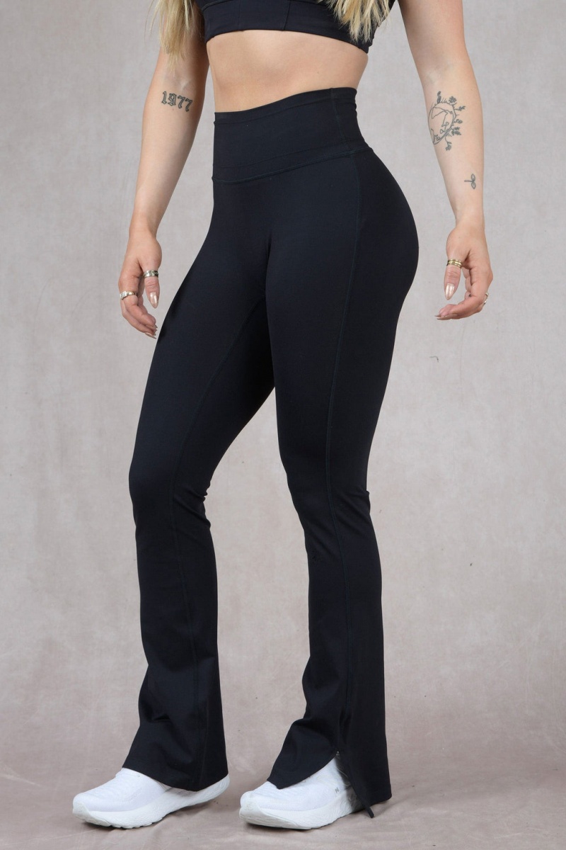 YoungLA W213 - Asana Flare Leggings Damen Schwarz | 731-NYDAFW