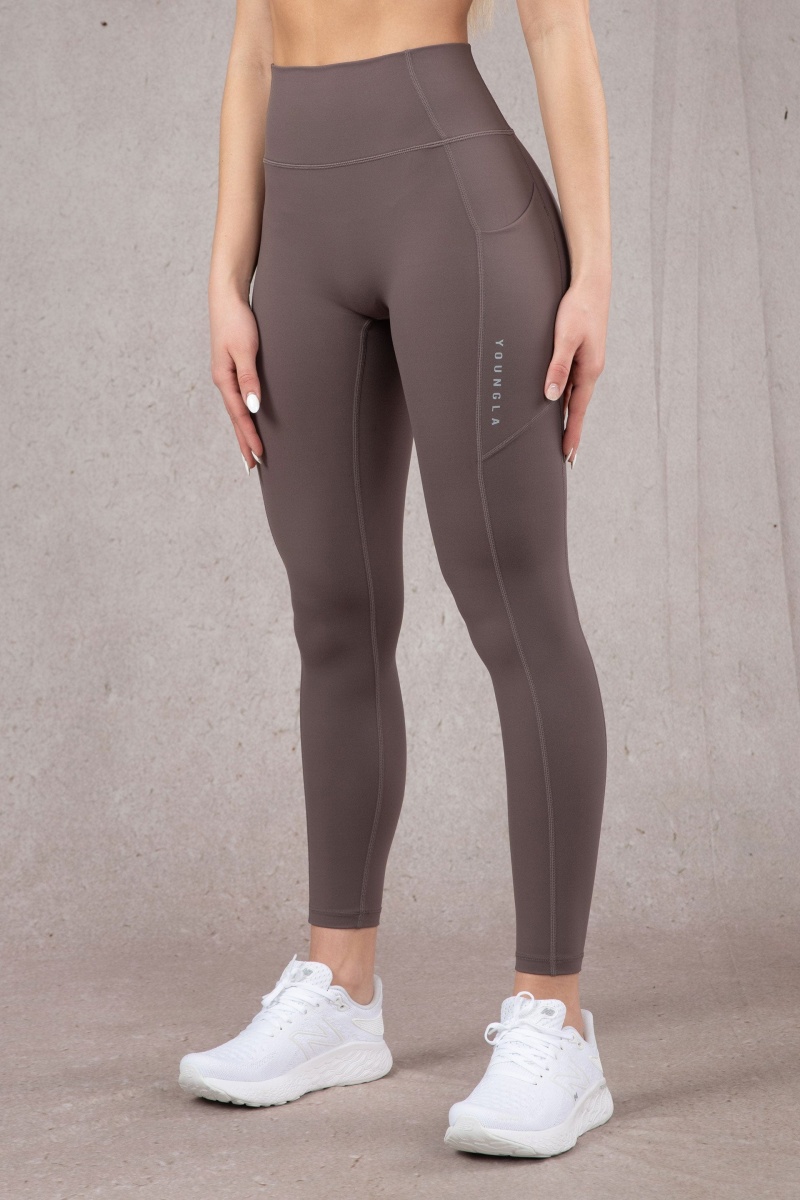 YoungLA W214 Power Leggings Damen Schokolade | 487-XGSZLF