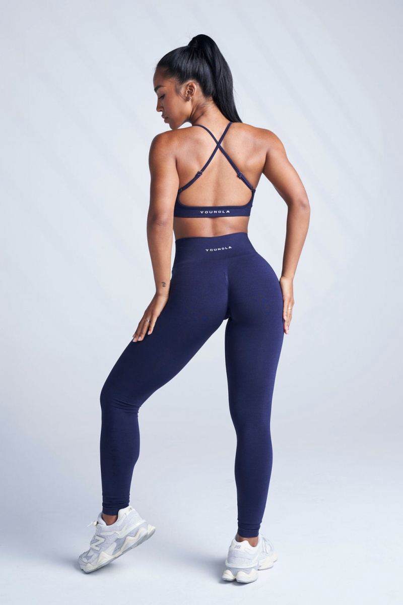 YoungLA W220 - Core Seamless Leggings Damen Navy | 517-SEKIPJ