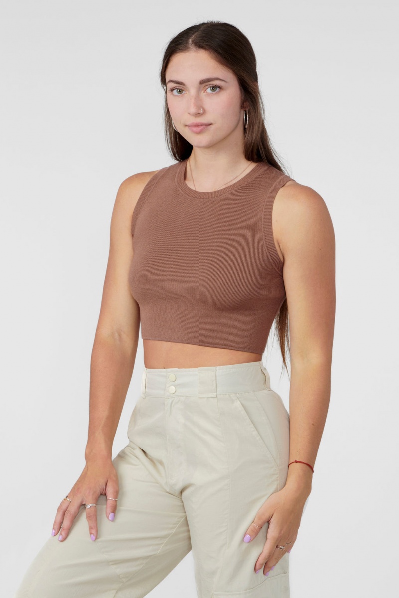 YoungLA W317 Knit Muskelshirt Damen Mocha | 835-LQHVFG