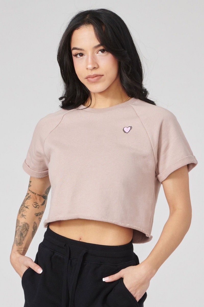 YoungLA W411 Raglan Cropped Oberteile Damen Rosa | 043-QKTVSG