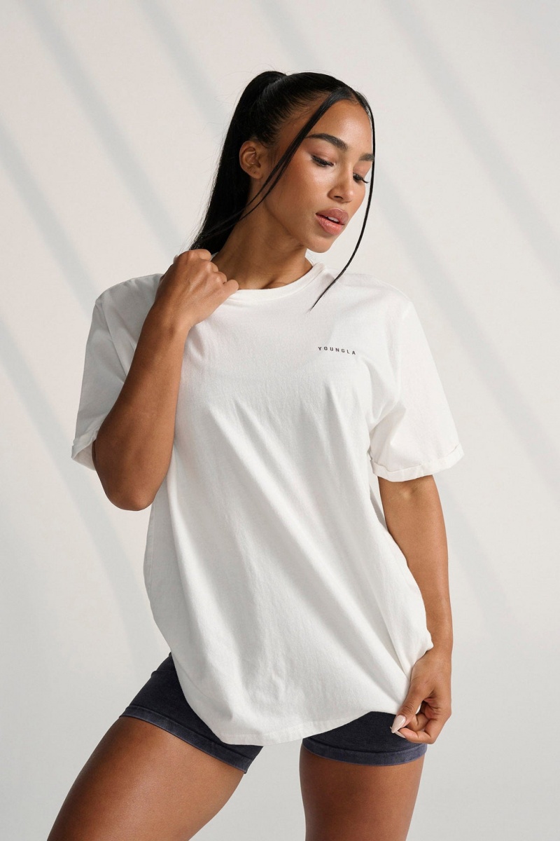 YoungLA W424 Bloc Oversized T-shirts Damen Weiß | 650-UCJHOY