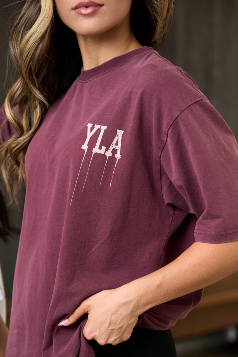 YoungLA W428 - Drip Oversized Oberteile Damen Bordeaux | 946-YXZSDC