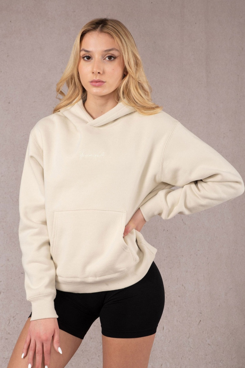 YoungLA W502 Staple Hoodie Damen Weiß | 935-BMIRTA