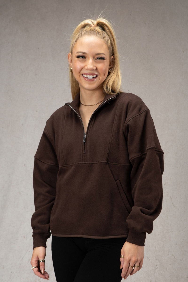 YoungLA W504 Throwback Pullover Damen Braun | 726-NODIHS