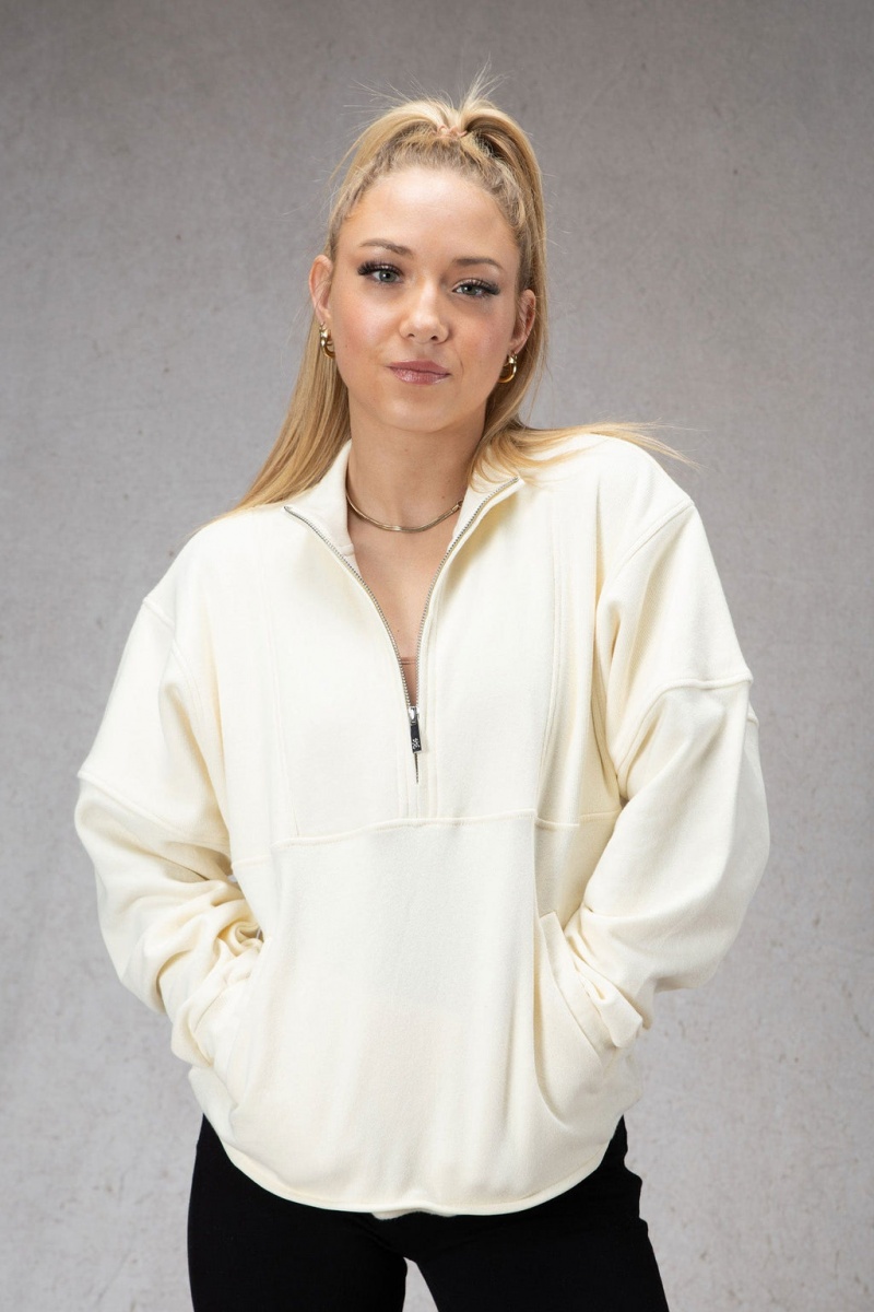 YoungLA W504 Throwback Pullover Damen Weiß | 534-AHVTRO