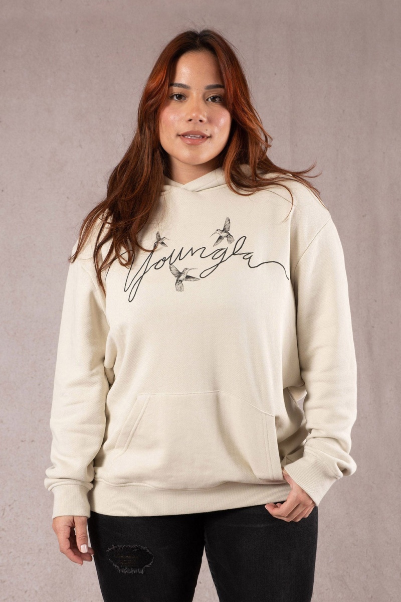 YoungLA W509 Hummingbird Oversized Hoodie Damen Weiß | 573-DCTHZQ